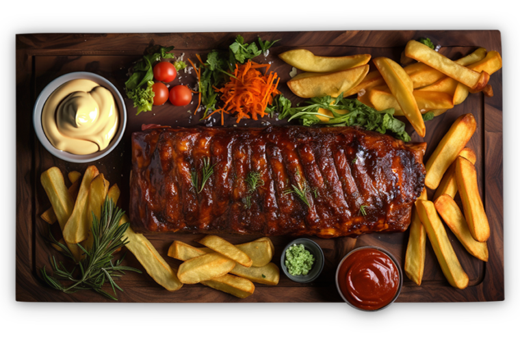 Spareribs met frites en sauzen van Eigenwijs Leiden
